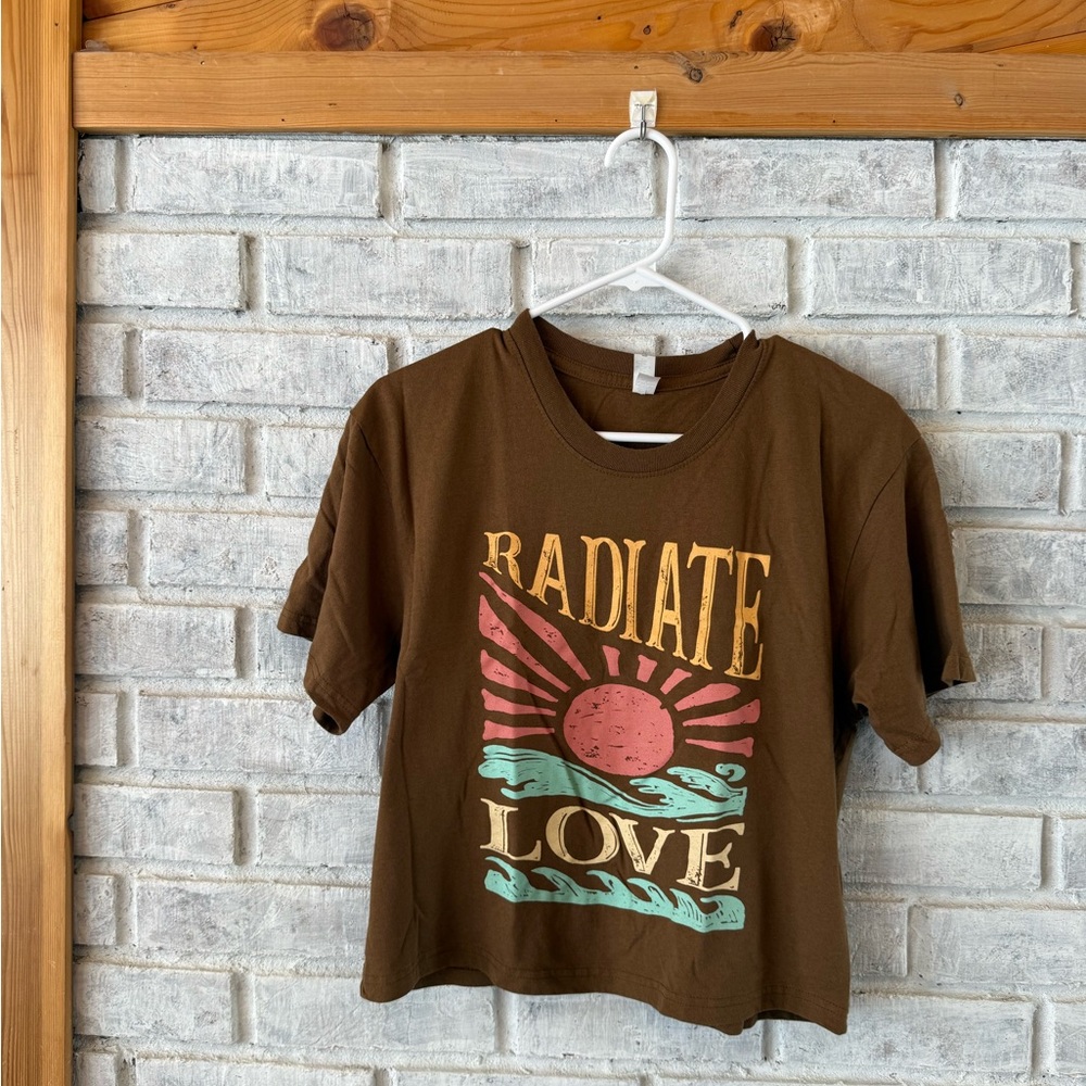Jantzen Brown Graphic Tee with Yellow Print